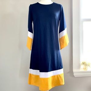 Long Sleeved Kim Rogers Dress Blue & Yellow